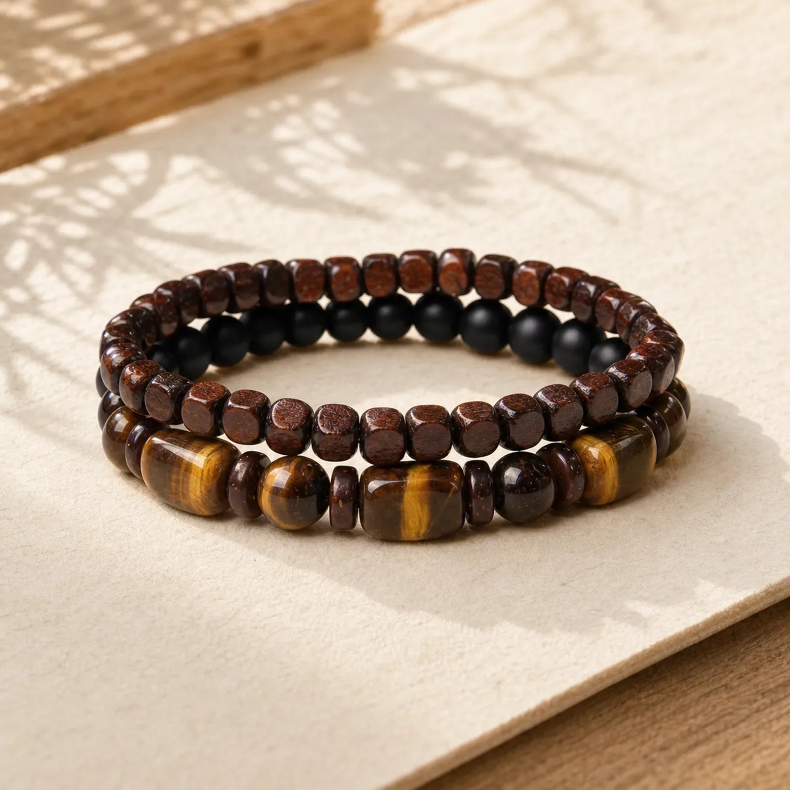Tiger Eye Frosted Stone Hematite Courage Bracelet featuring Tiger Eye, Frosted Stone, Hematite