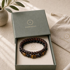 Tiger Eye Frosted Stone Hematite Courage Bracelet featuring Tiger Eye, Frosted Stone, Hematite