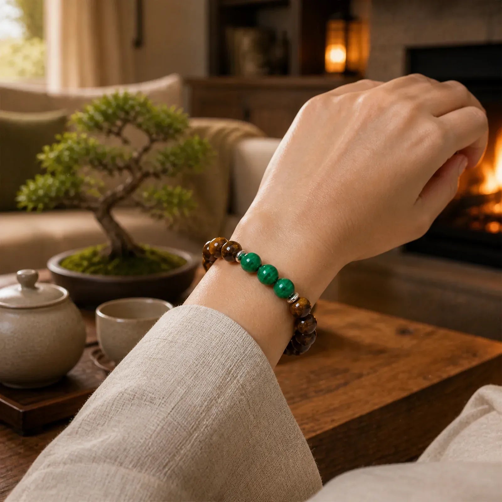 Tiger Eye Green Tiger Eye Courage Bracelet featuring Tiger Eye, Green Tiger Eye