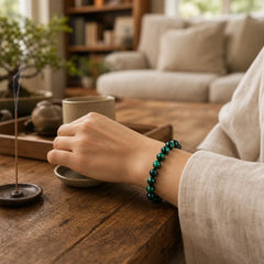 Tiger Eye Growth Healing Energy Bracelet featuring Tiger Eye, Green Tiger Eye