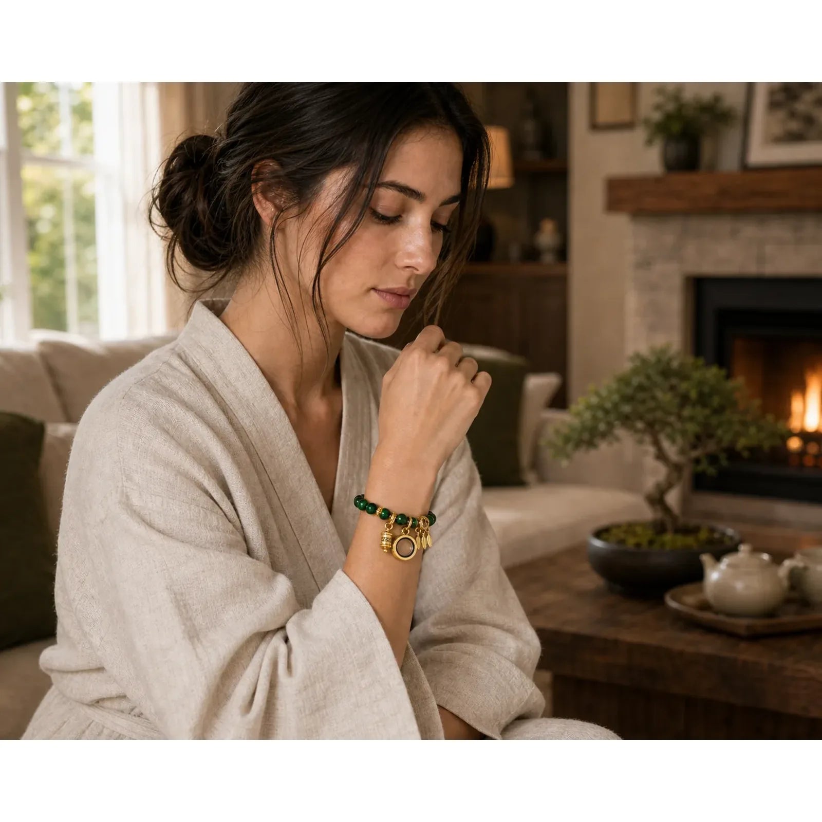 Tiger Eye Growth Healing Energy Bracelet featuring Tiger Eye, Green Tiger Eye