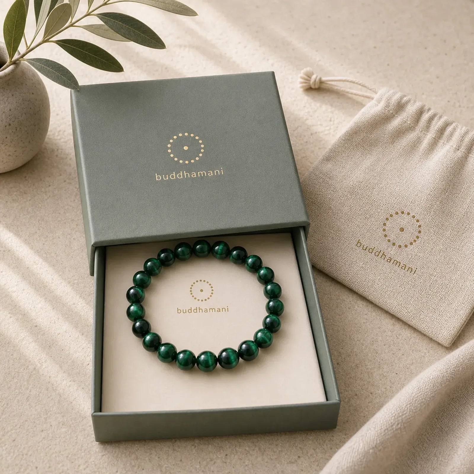 Tiger Eye Growth Healing Energy Bracelet featuring Tiger Eye, Green Tiger Eye