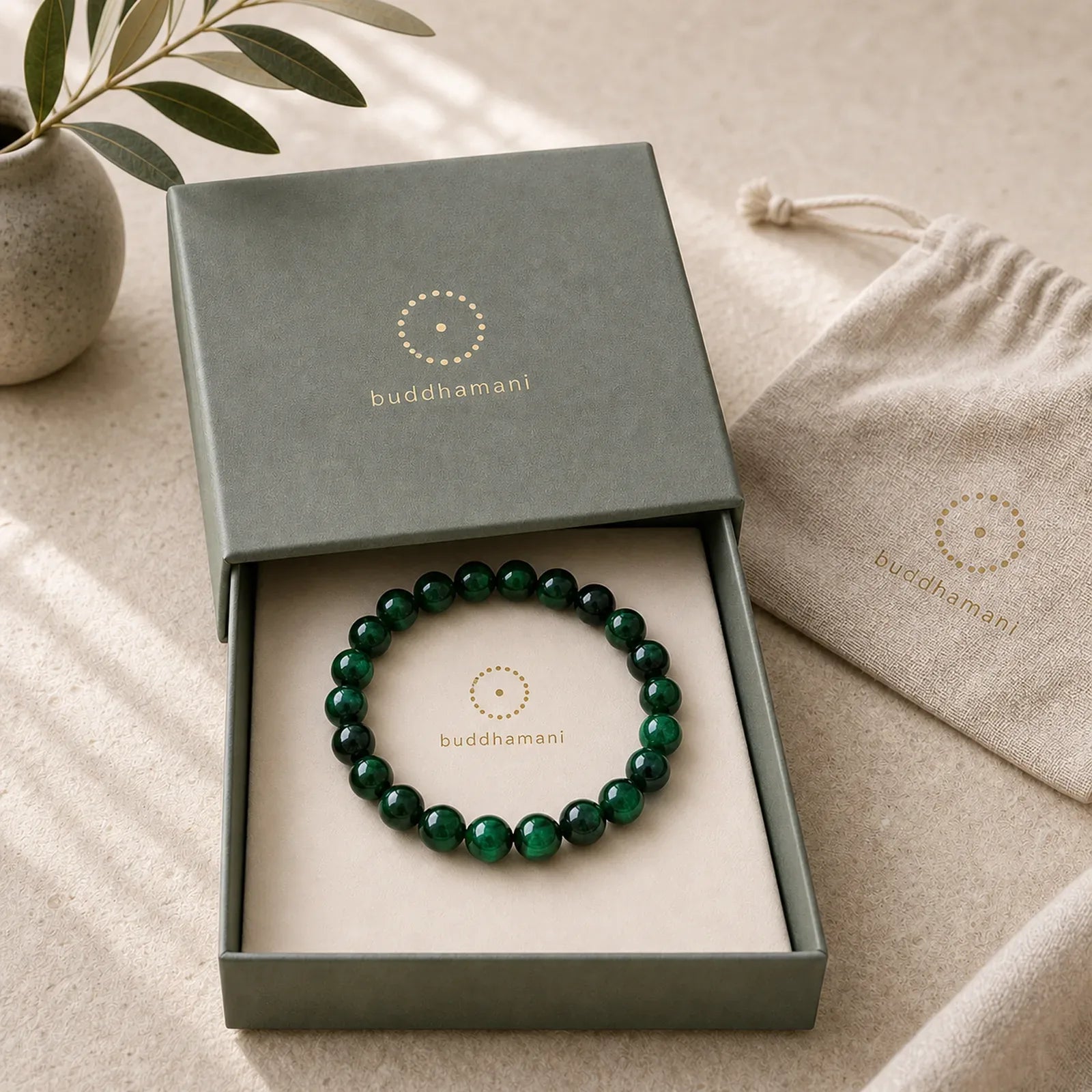Tiger Eye Growth Healing Energy Bracelet featuring Tiger Eye, Green Tiger Eye