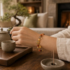 Tiger Eye Ice Obsidian Pearl Year Of The Horse Lucky Fortune Prosperity Bracelet featuring Tiger Eye, Ice Obsidian, Obsidian
