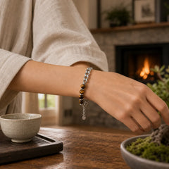 Tiger Eye Picasso Jasper Frosted Stone Strength Bracelet featuring Tiger Eye