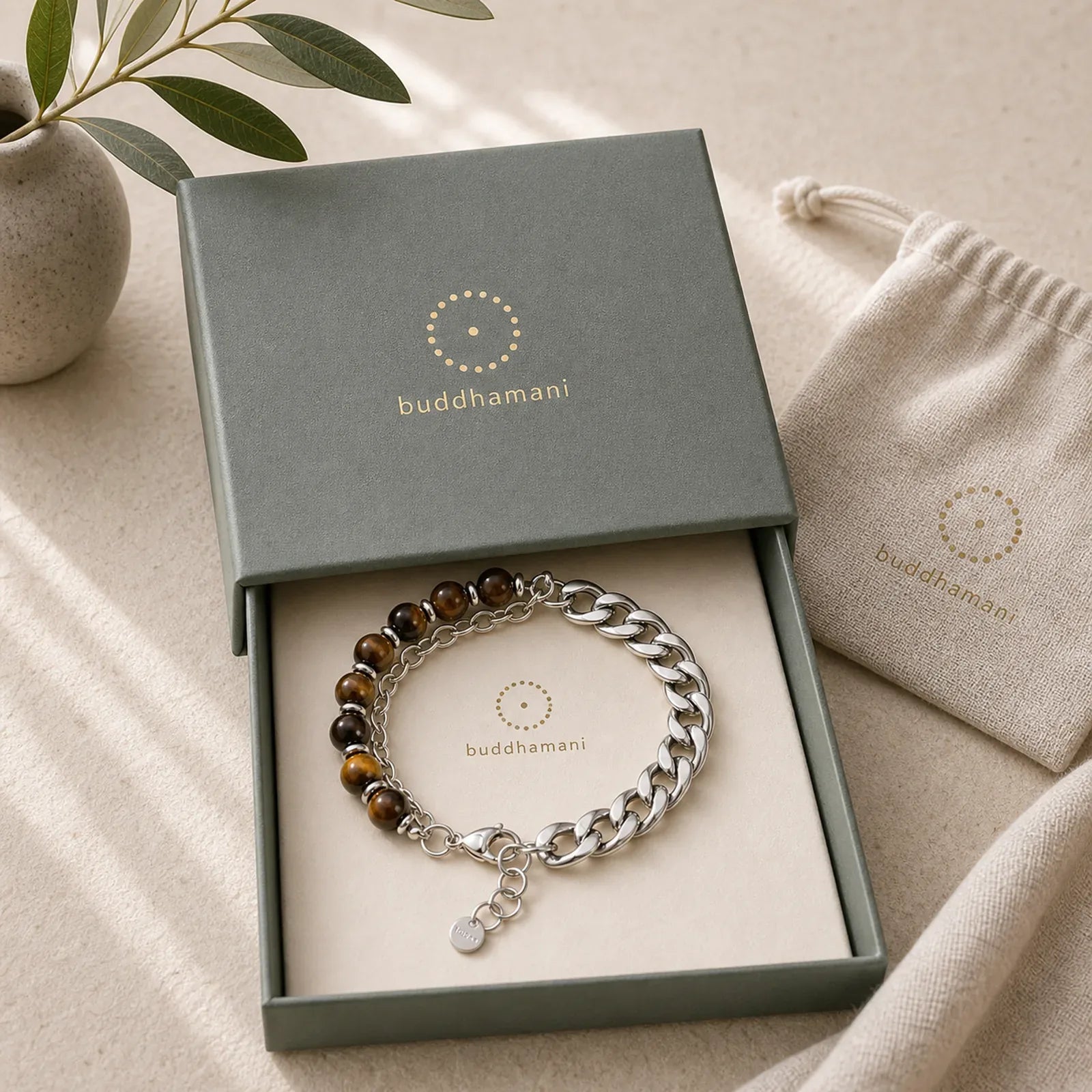Tiger Eye Picasso Jasper Frosted Stone Strength Bracelet featuring Tiger Eye