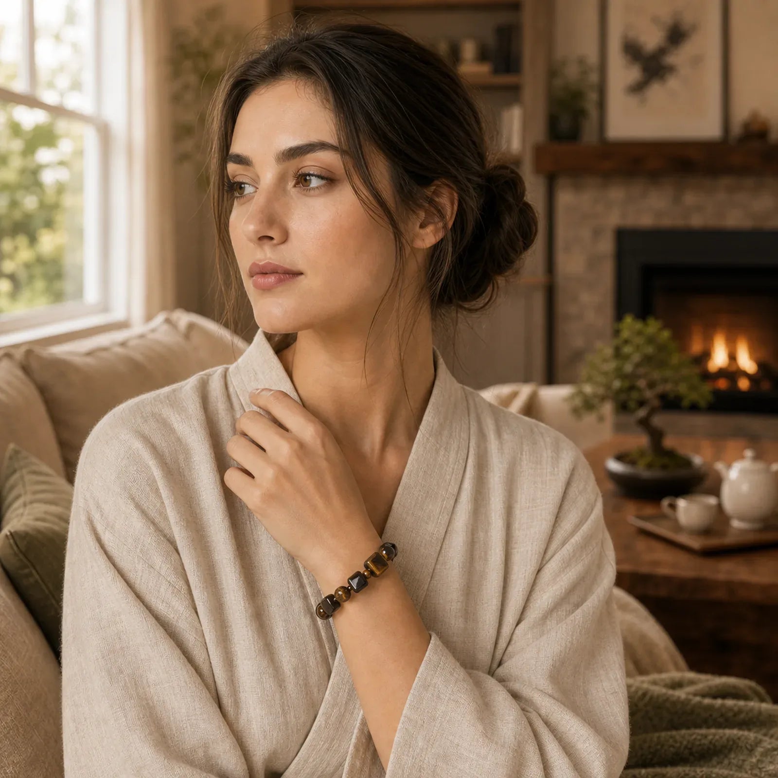 Tiger Eye Protection Bracelet featuring Tiger Eye