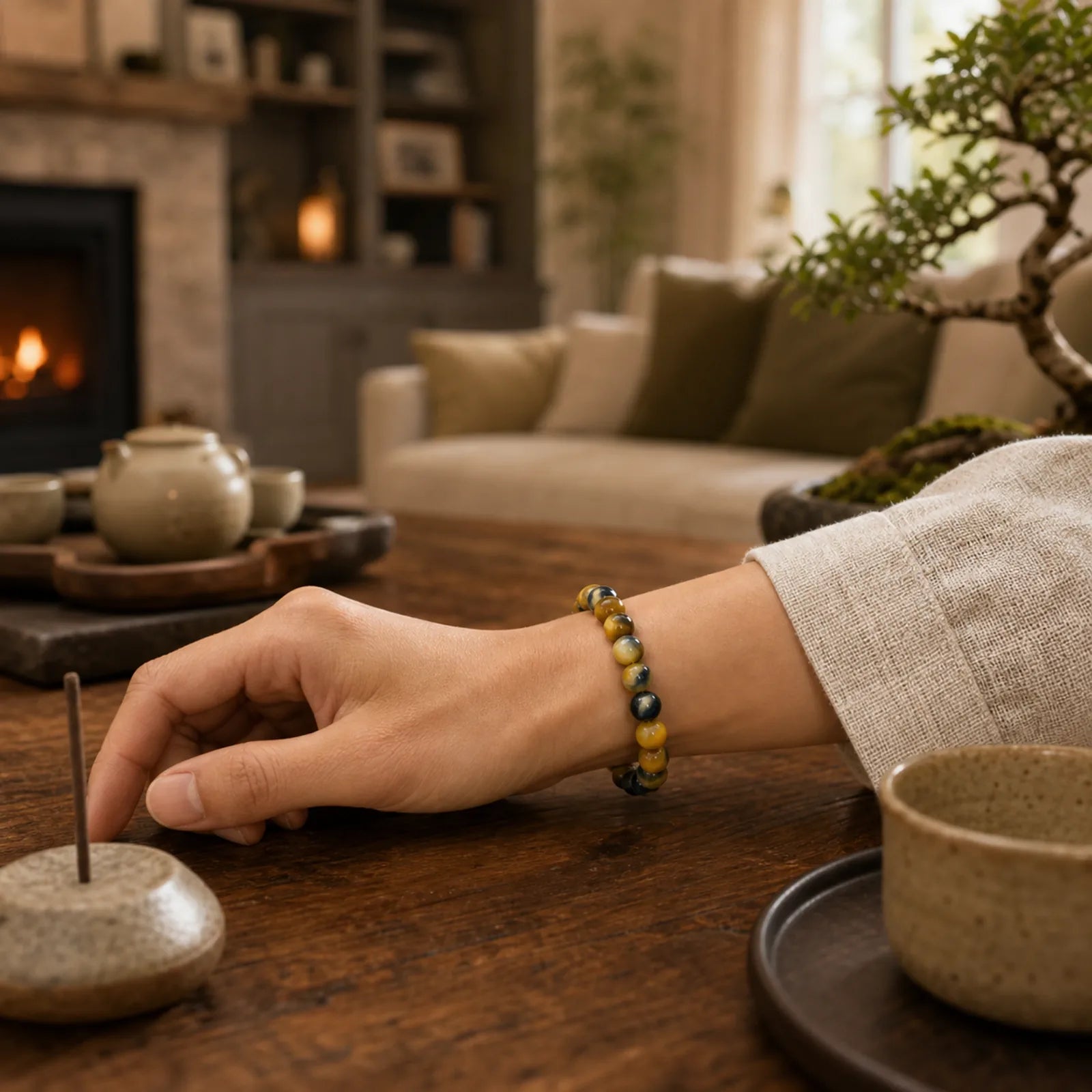 Tiger Eye Protection Courage Strength Bracelet featuring Tiger Eye
