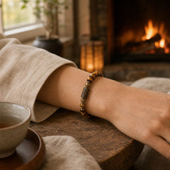 Tiger Eye Stone Copper Protection Bracelet featuring Tiger Eye, Copper