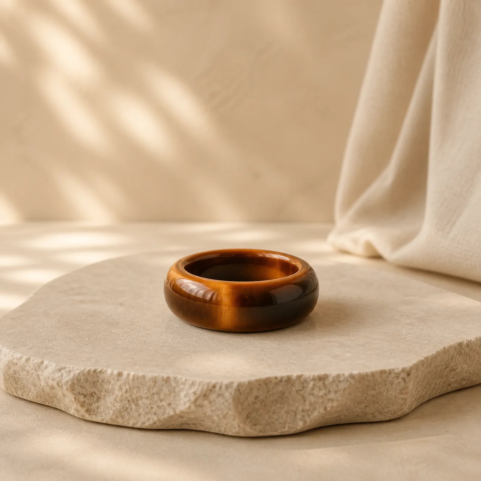Tiger Eye Stone Strength Protection Ring featuring Tiger Eye