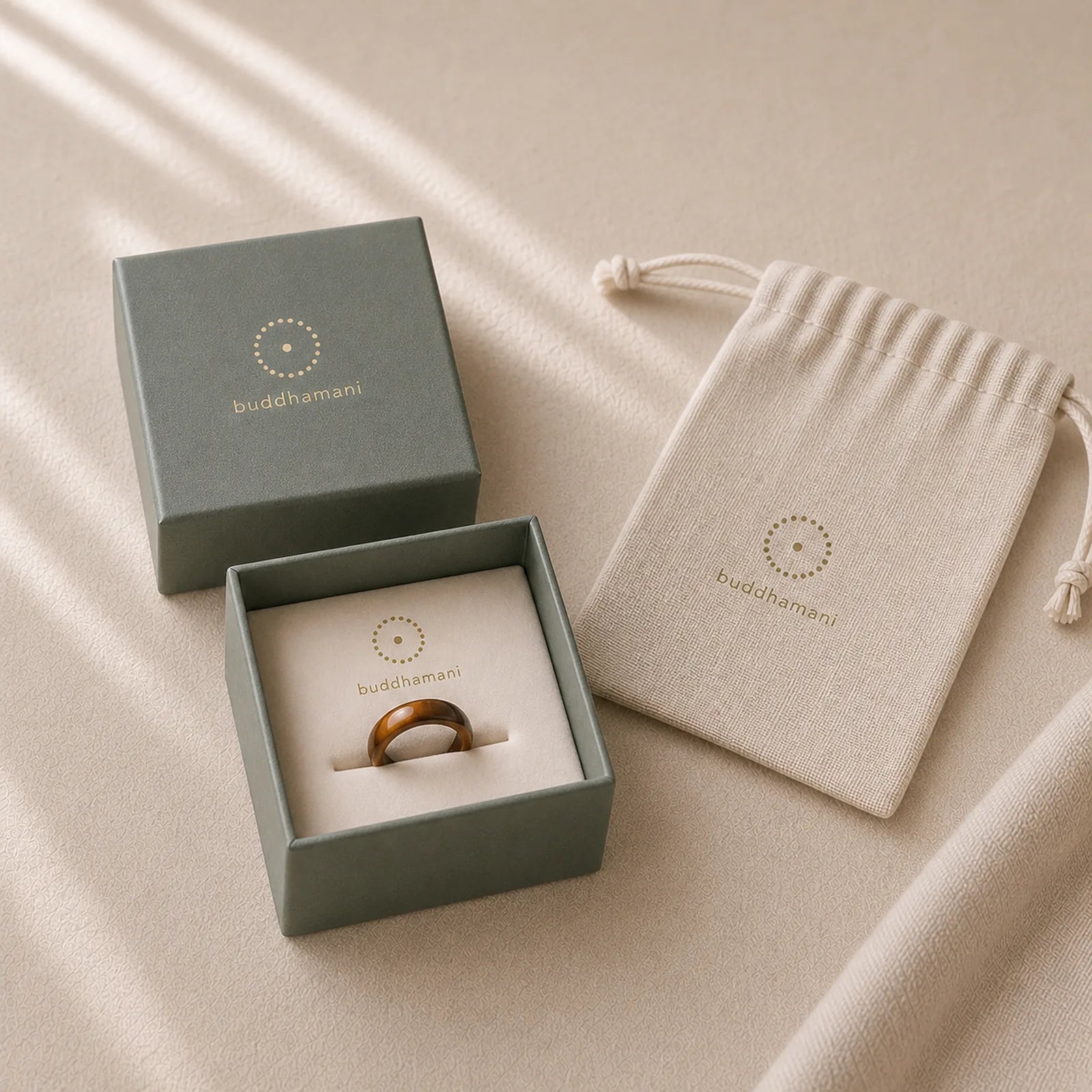 Tiger Eye Stone Strength Protection Ring featuring Tiger Eye
