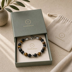 Tiger Eye Various Natural Stone Beads Protection Bracelet featuring Tiger Eye, Grey Jasper, Moonstone