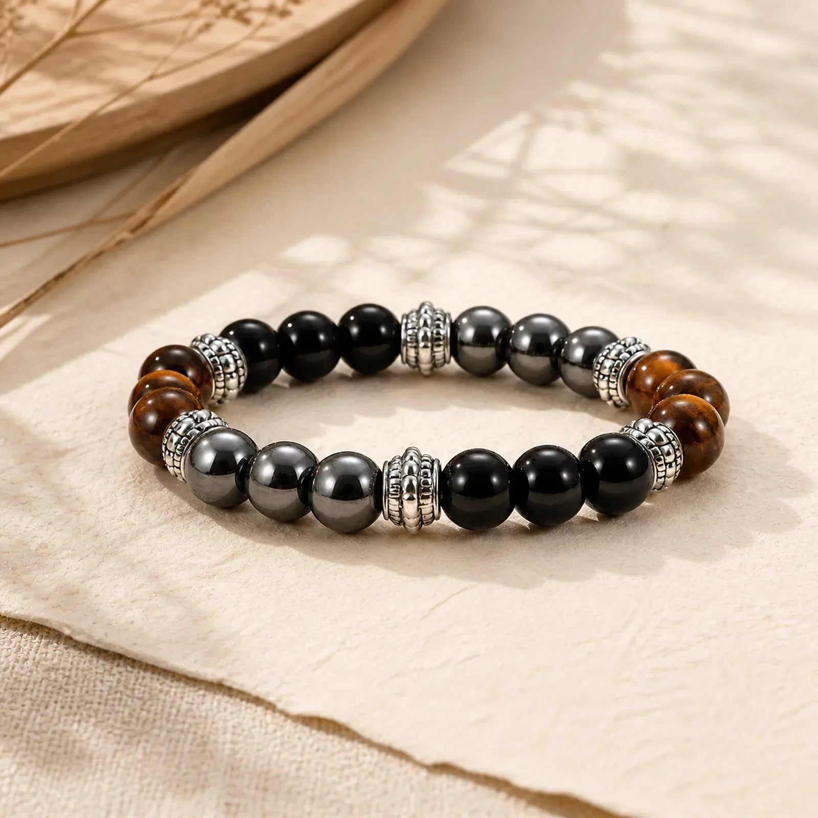 Tiger Eye and Hematite Good Luck and Healing Bracelet featuring Tiger Eye, Hematite
