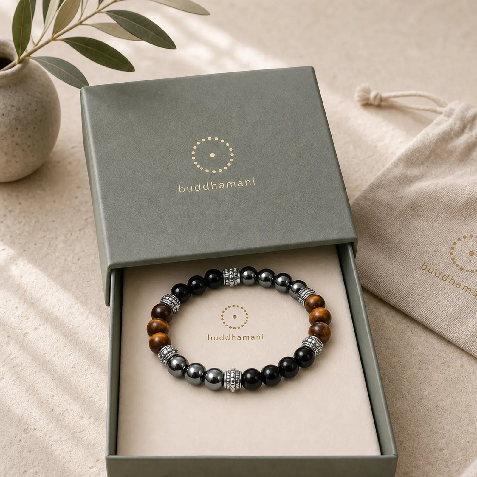 Tiger Eye and Hematite Good Luck and Healing Bracelet featuring Tiger Eye, Hematite