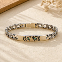 Tiger Tang Dynasty Flower Design Copper Luck Chain Bracelet featuring Tang Dynasty Flower Design, Copper, Lotus