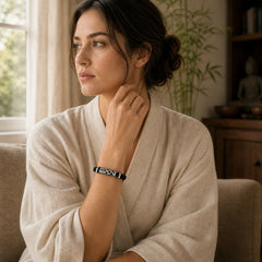 Titanium Steel Balance Multi-Layered Leather Figure-Eight Bracelet featuring Titanium Steel