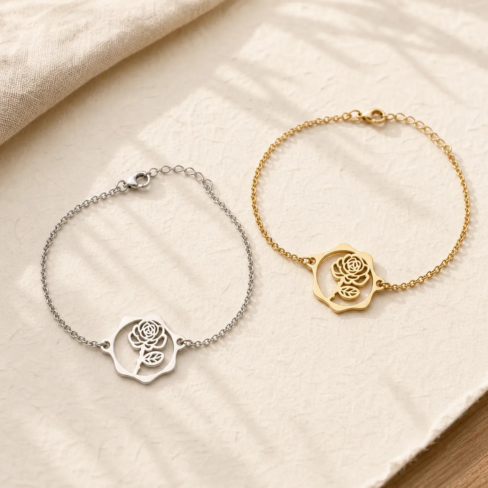 Titanium Steel Birth Flower New beginning Bracelet featuring Titanium Steel, Lotus