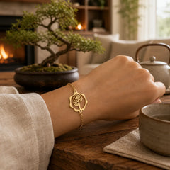 Titanium Steel Birth Flower New beginning Bracelet featuring Titanium Steel, Lotus