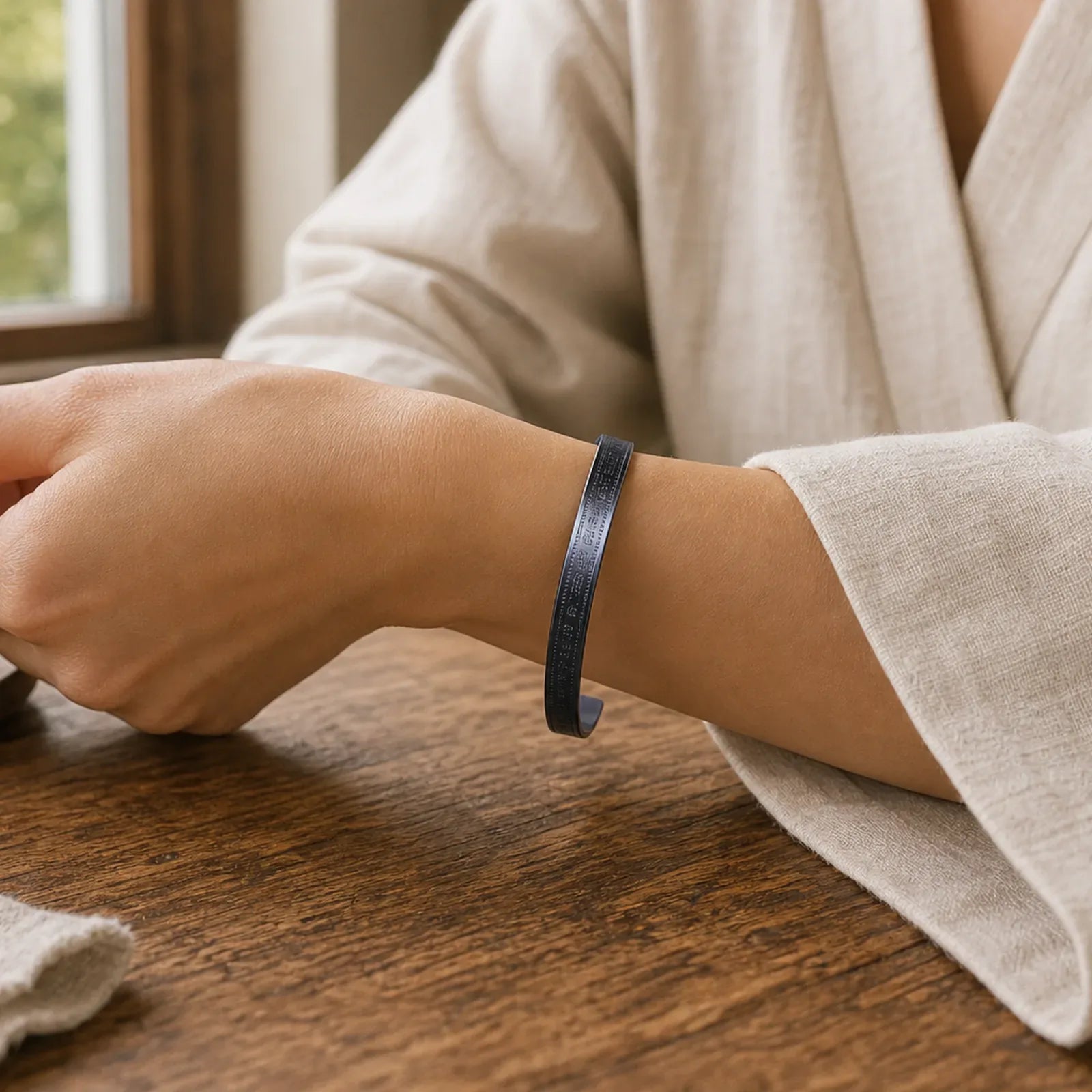 Titanium Steel Blessing Bracelet Bangle featuring Titanium Steel
