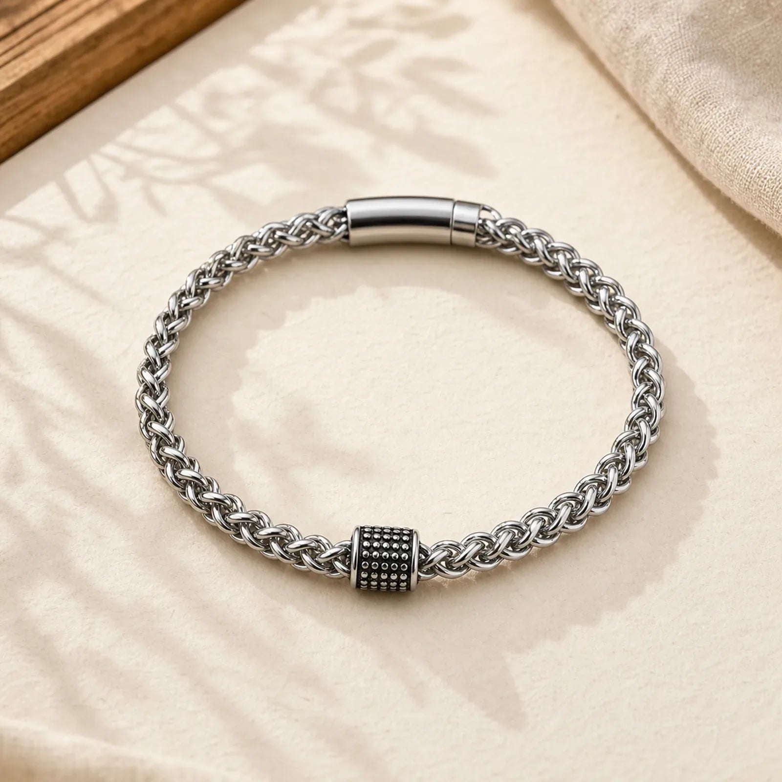 Titanium Steel Braided Chain Strengthen Bracelet featuring Titanium Steel
