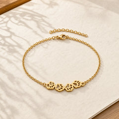 Titanium Steel Four Cat Paws Balance Bracelet featuring Titanium Steel
