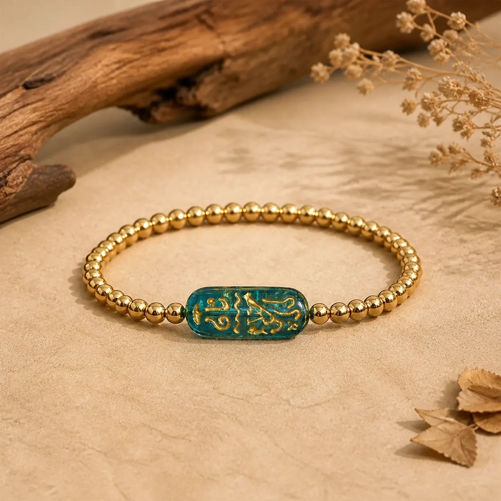 Titanium Steel Liuli Om Mani Padme Hum Stimulation Bracelet featuring Titanium Steel, Om Mani Padme Hum, Om