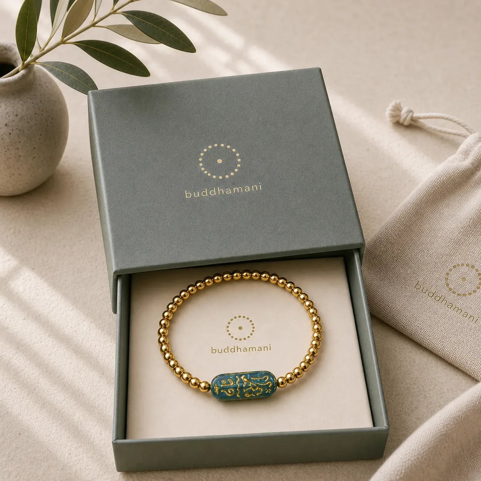 Titanium Steel Liuli Om Mani Padme Hum Stimulation Bracelet featuring Titanium Steel, Om Mani Padme Hum, Om