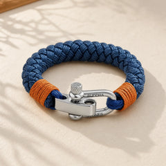 Titanium Steel Shackle Braided Rope Balance Bracelet featuring Titanium Steel, Horse