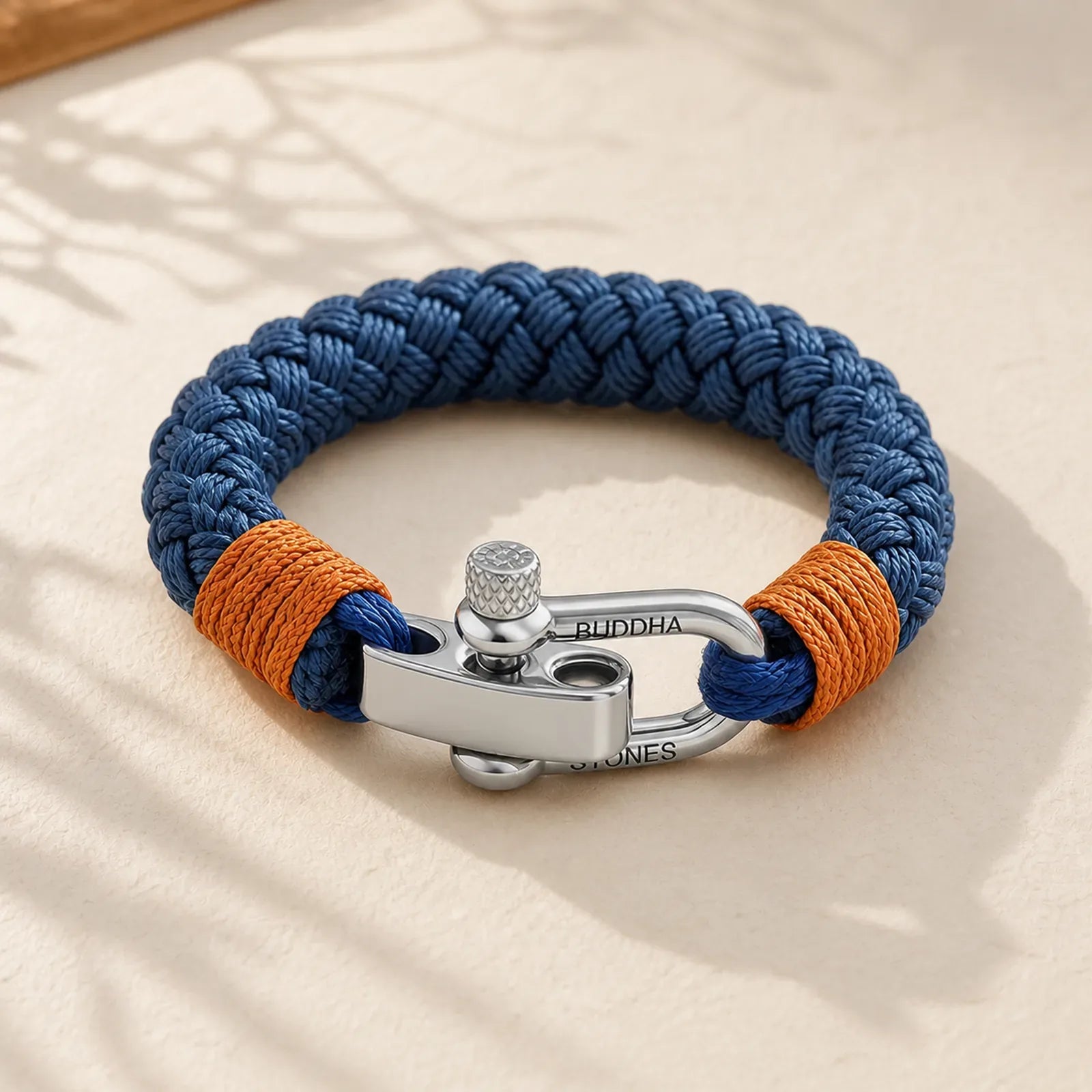 Titanium Steel Shackle Braided Rope Balance Bracelet featuring Titanium Steel, Horse