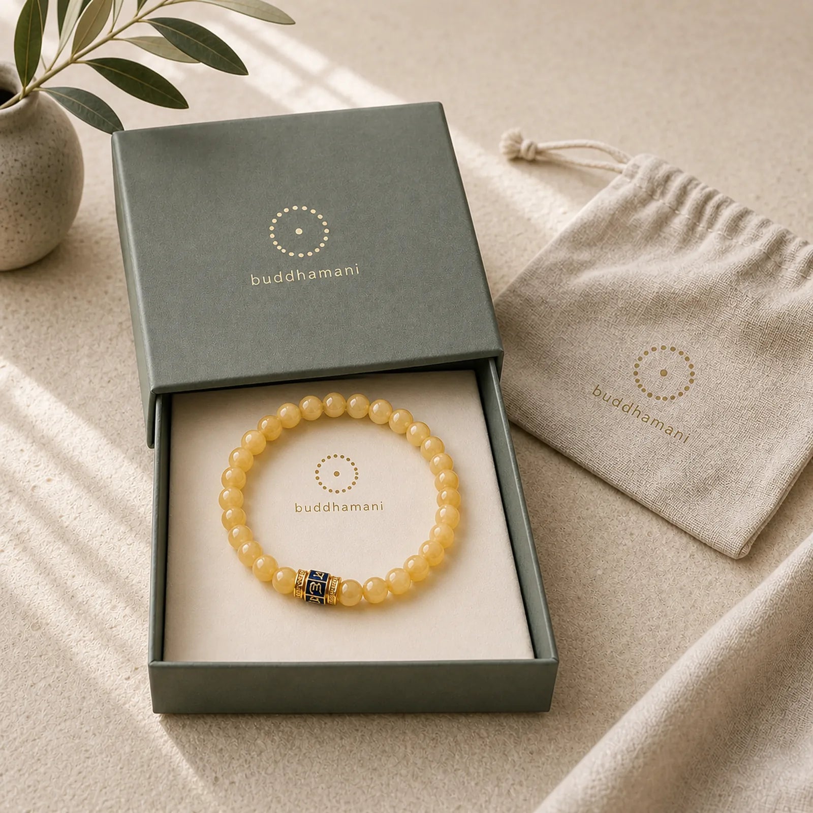 Topaz Beads Om Mani Padme Hum Fortune Bracelet featuring Topaz, Om Mani Padme Hum, Om