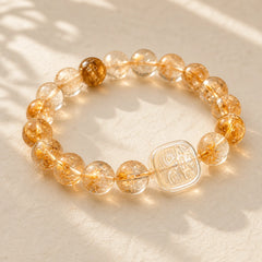 Topaz Citrine Tiger Eye Zakiram Goddess of Wealth Bracelet featuring Topaz, Citrine, Tiger Eye