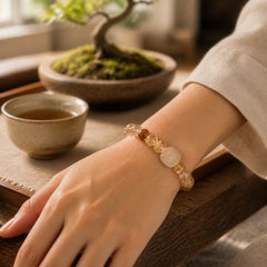 Topaz Citrine Tiger Eye Zakiram Goddess of Wealth Bracelet featuring Topaz, Citrine, Tiger Eye