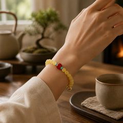 Topaz Red Agate Bead Fortune Bracelet featuring Topaz, Red Agate