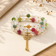 Tourmaline Butterfly Pendant Transformation Three Layer Faceted Faceted Bracelet featuring Tourmaline, Butterfly, Feng Shui Butterfly