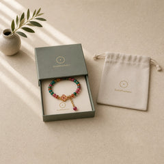Tourmaline Four Leaf Clover Flower Love Bracelet featuring Tourmaline, Copper