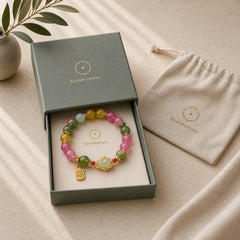 Tourmaline Fu Character Love Bracelet featuring Tourmaline, Fu Character, Jade