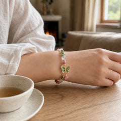Tourmaline Jade Butterfly Wisdom Bracelet featuring Tourmaline, Jade, Butterfly