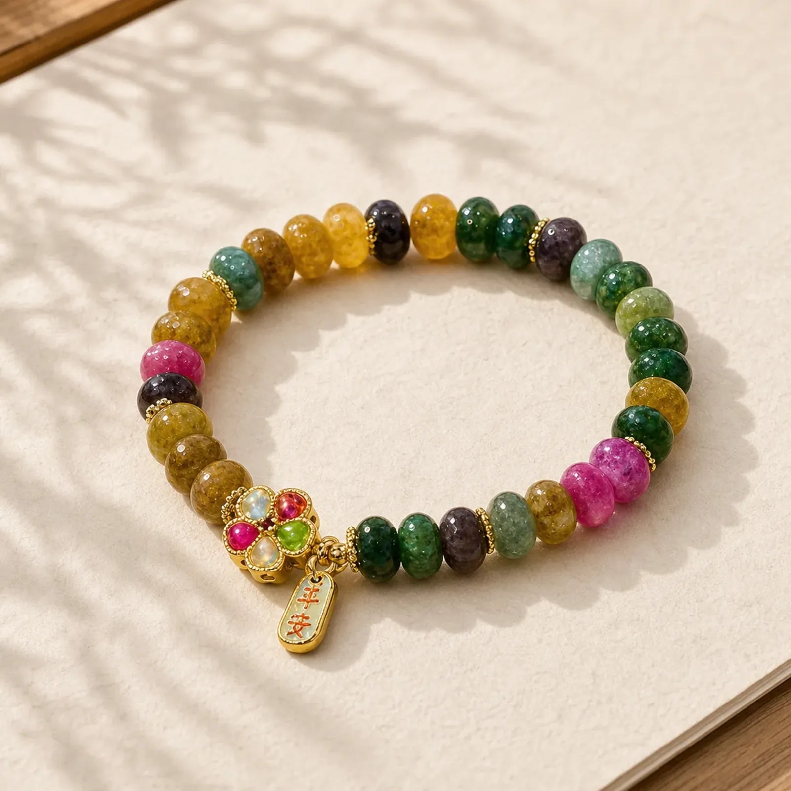 Tourmaline Jade Safe And Well Love Bracelet featuring Tourmaline, Jade