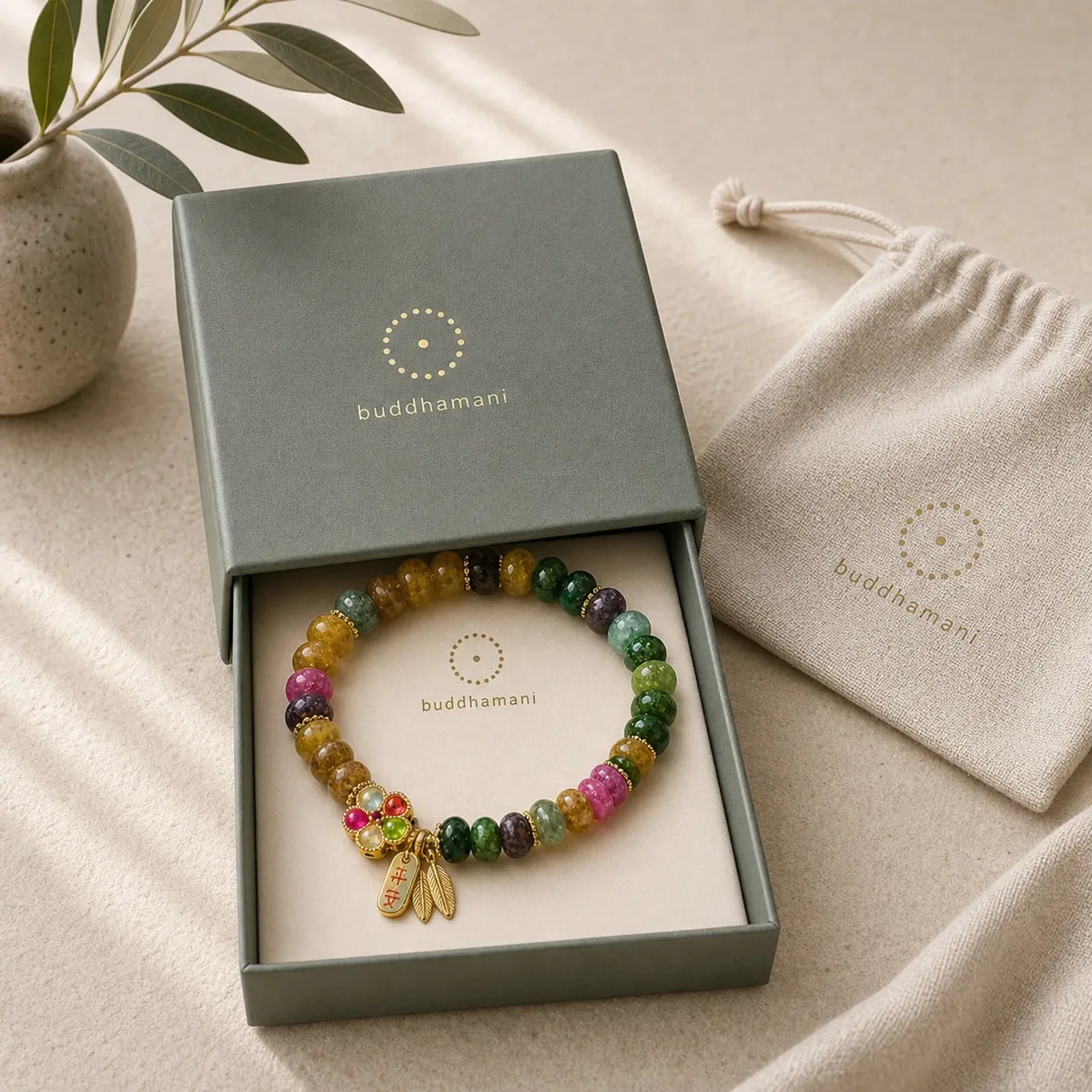 Tourmaline Jade Safe And Well Love Bracelet featuring Tourmaline, Jade