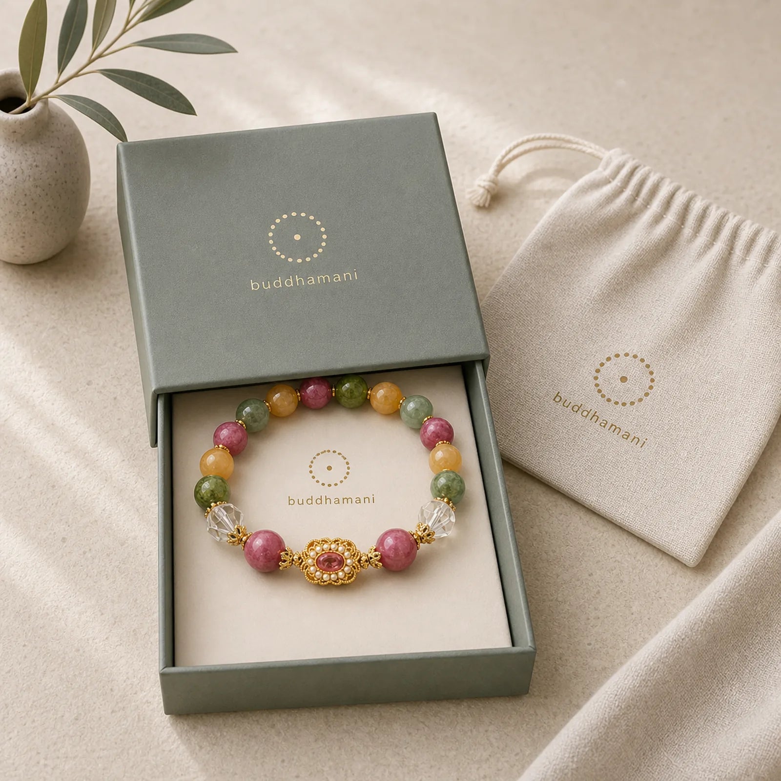 Tourmaline Pearl Pink Crystal White Crystal Wisdom Bracelet featuring Tourmaline, Pearl, Pink Crystal
