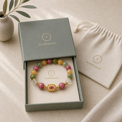 Tourmaline Pearl Pink Crystal White Crystal Wisdom Bracelet featuring Tourmaline, Pearl, Pink Crystal