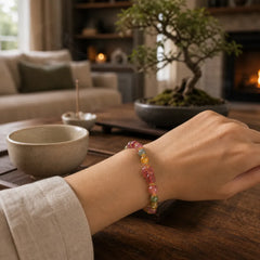 Tourmaline Strawberry Quartz Pink Crystal PIXIU Love Bracelet featuring Tourmaline, Strawberry Quartz, Pink Crystal