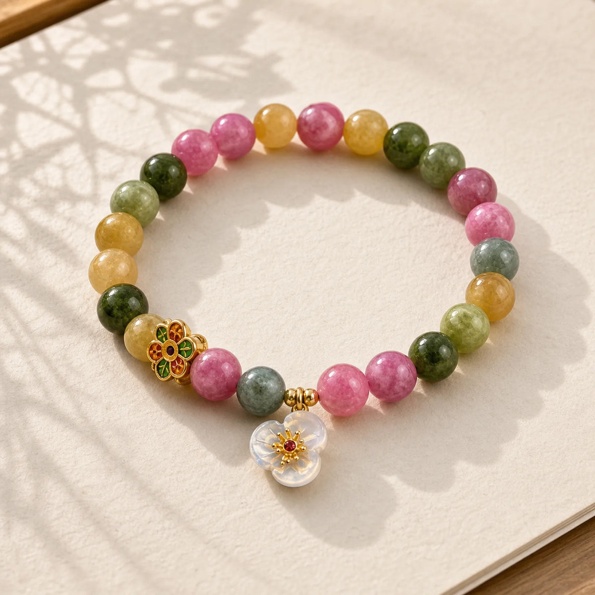 Tourmaline Wisdom Flower Bracelet featuring Tourmaline
