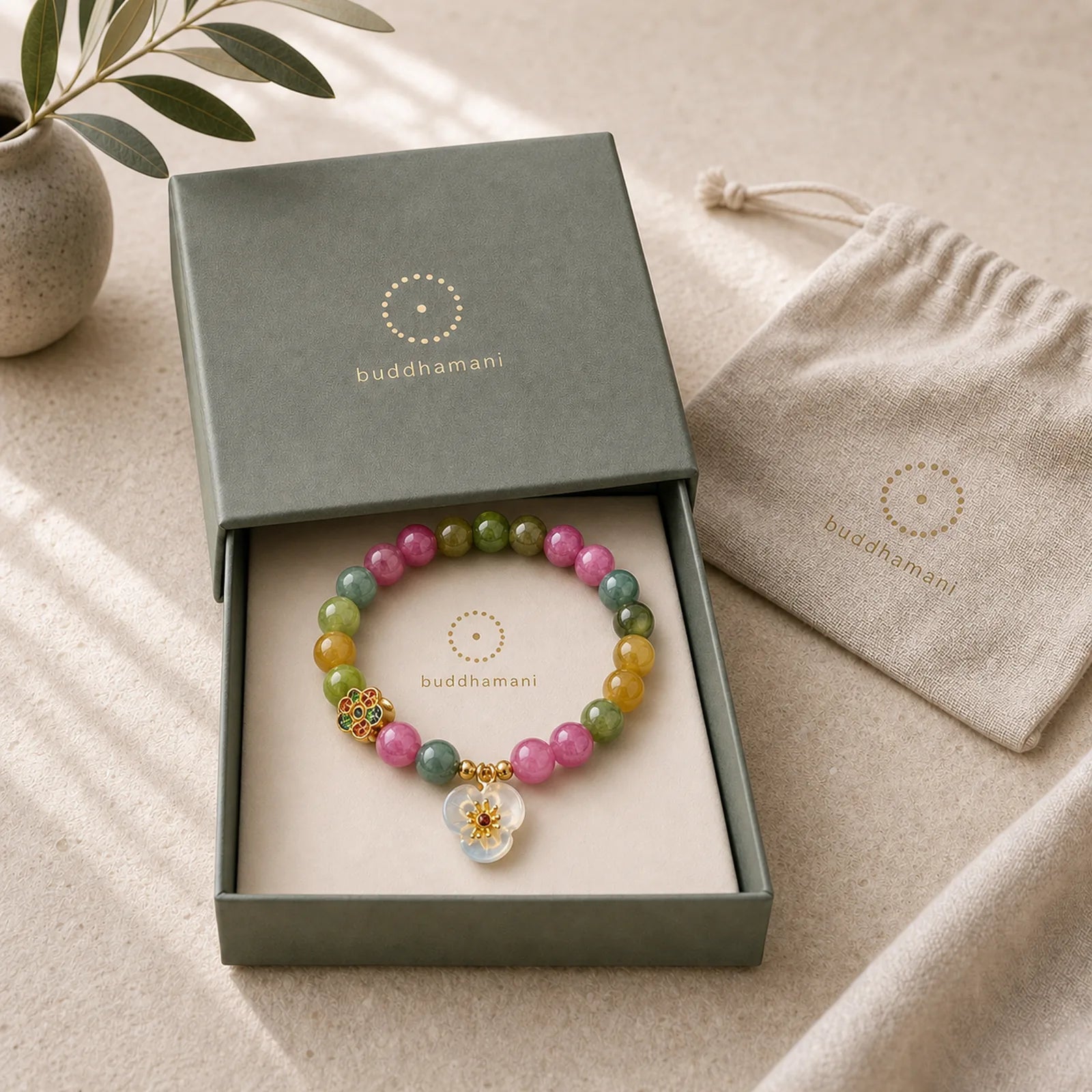 Tourmaline Wisdom Flower Bracelet featuring Tourmaline