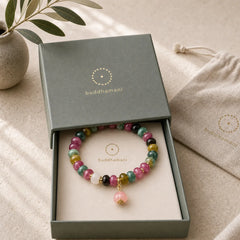 Tourmaline Yanyuan Agate Peach Blossoms Love Bracelet featuring Tourmaline, Yanyuan Agate