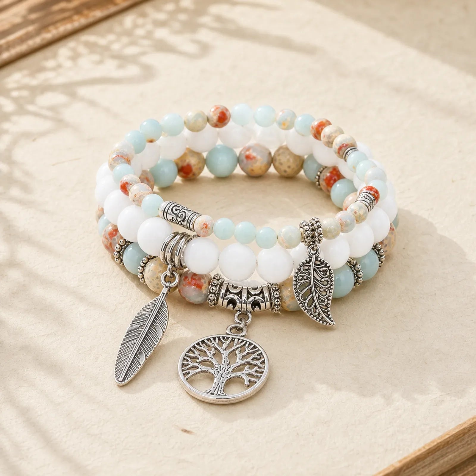 Tree Of Life Turquoise Balance Bracelet featuring Turquoise, White Turquoise