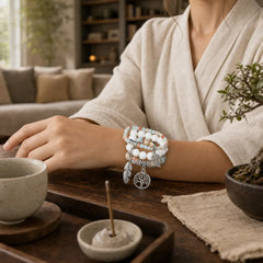 Tree Of Life Turquoise Balance Bracelet featuring Turquoise, White Turquoise
