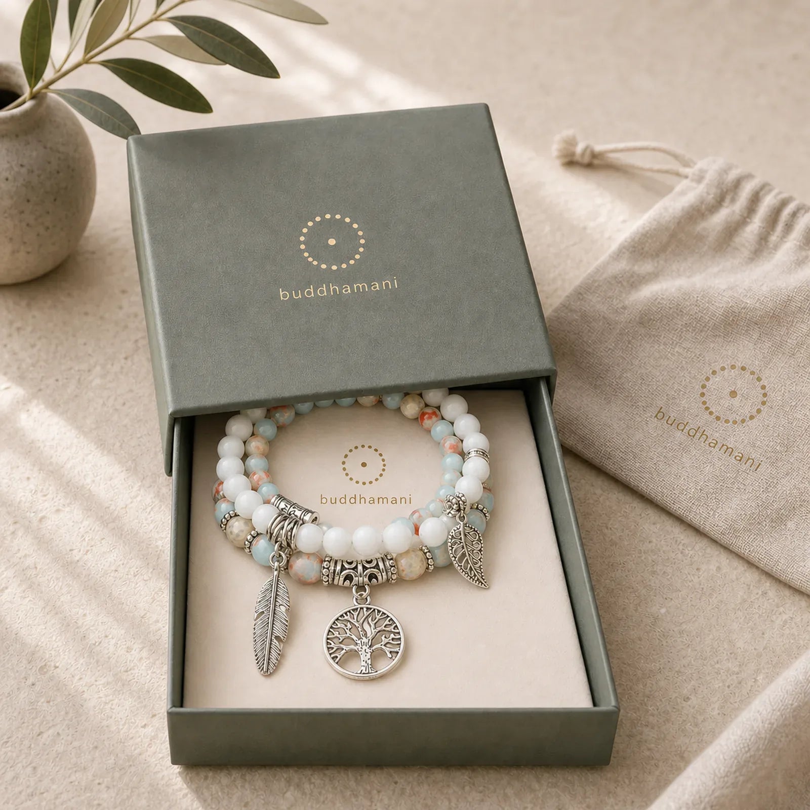Tree Of Life Turquoise Balance Bracelet featuring Turquoise, White Turquoise