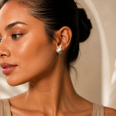 Tridacna Stone Cute Rabbit Hetian Jade Luck Earrings featuring Tridacna Stone, Jade, Copper