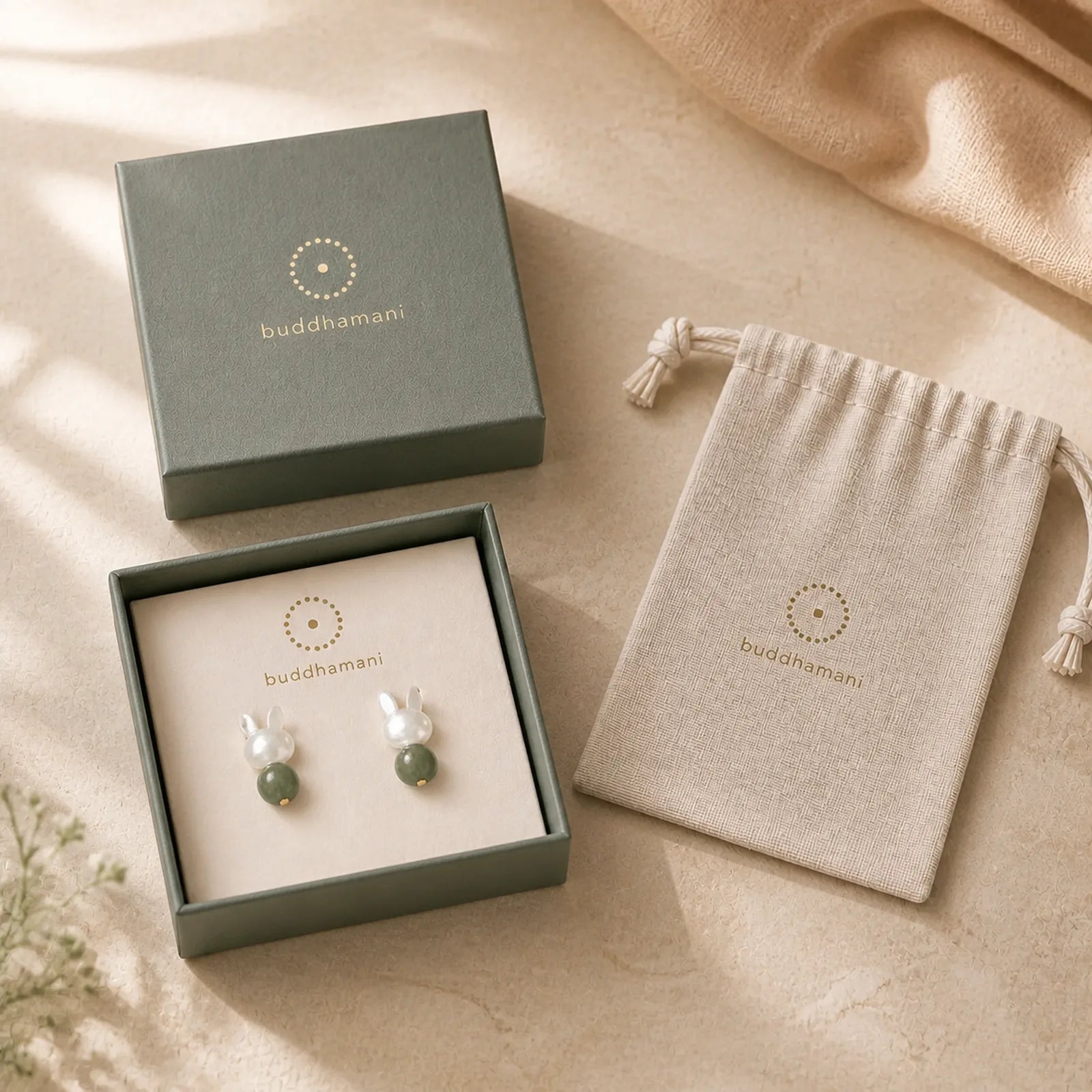 Tridacna Stone Cute Rabbit Hetian Jade Luck Earrings featuring Tridacna Stone, Jade, Copper